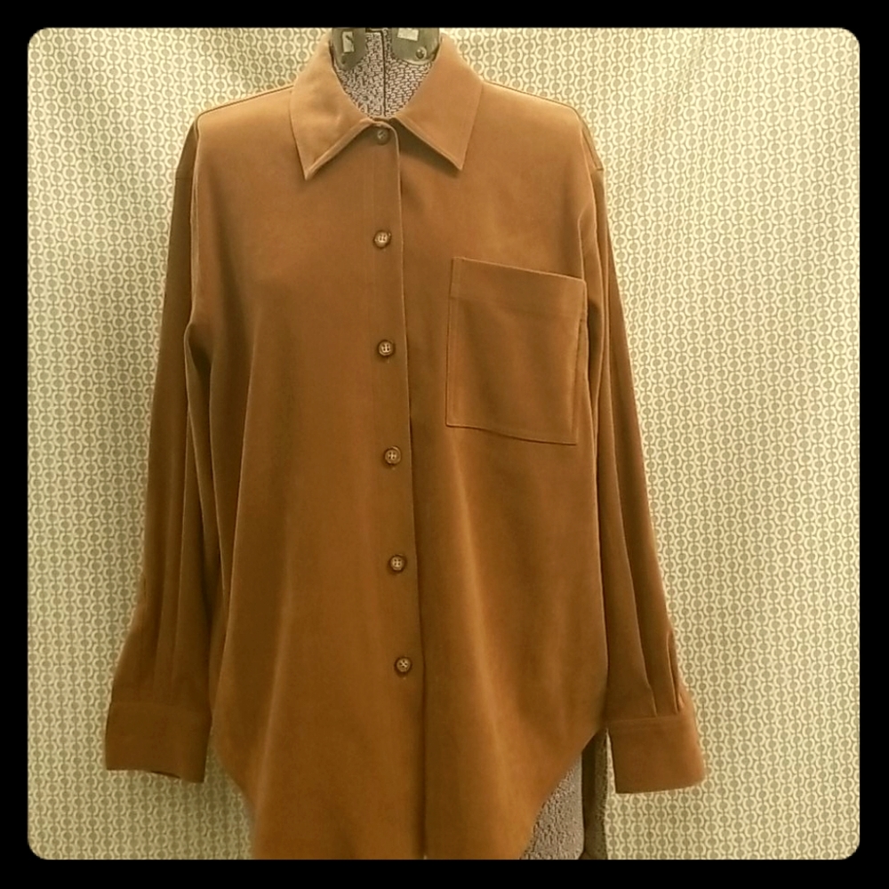 Talbots Camel Button Down Top - image 1